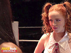 Grote kont, Zwart, Pijpbeurt, Brits, Universiteit, Zwart, Roodharige vrouw, Trio