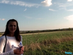 Enthousiasteling, Kont, Bruinharig, Sperma shot, Geld, Buiten, Kut duiken, Tieten likken