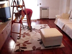 Fledgling Cougar Maid Stuck In Ladder Gets Meaty Donk Ravaged Home Bang-Out