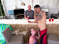 Grosser schwanz, Bikini, Im freien, Ablutschen