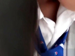 Asiático, Linda, Polla, Hembra, Japonés, Solo, Tetas, Uniforme