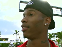 Picked up black thug rides white cock after sucking it