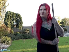 Grote lul, Lul, Hardcore, Pools, Roodharige vrouw, Rijden, Tatoeage, Tieten likken