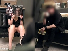 Silence. Jeny Smith with no panties teasing a man. Office prank