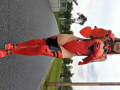 Leg in public: Asian, Mature Outdoor Porn