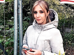 Gorgeous lady with nice long legs Andy Star takes a big cock in her mouth