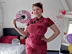 Chubby Asian Teen GRWM Tease in Cheongsam - Big Natural Tits & Curvy Butt Roleplay