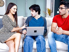 Two partners fucked a skinny girlfriend Katrina Colt in the bedroom