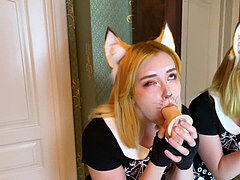 Enthousiasteling, Pijpbeurt, Sperma in gezicht, Huisgemaakt, Vernedering, Zuigen, Tiener, Speelgoed