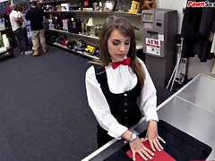 Enthousiasteling, Pijpbeurt, Kantoor, Openbaar, Realiteit, Mager, Tieten likken, Uniformpje