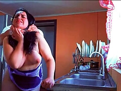 Horny BBW Stepmom Kelly Fucks Step Son in Kitchen