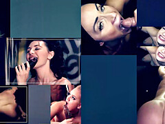 Asiatisch, Blasen, Braunhaarige, Kompilation, Schwanz, Handjob, Natürlichen titten