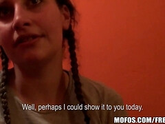 Naughty Czech student gets picked up in coffee shop & paid to fuck in public