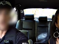 Brazilian babe fucks fake cop outdoors
