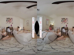 Anna Claire Clouds, Judy Jolie & S get naughty with each other in virtual reality, swapping cum & getting it hard