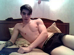 smooth tall twink jack off on his sofa