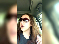 goddess D Smoking in the Car Wearing Sunglasses and complaining About Line