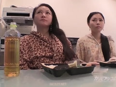 Japanese threesome with cumshot - Asian moms with big natural tits