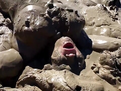 Stuck And Horny - Big tits covered in dirt and mud - fetish solo with BBW brunette mom