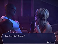 Dreidimensional, Tussi, Schwarz, Blasen, Gehörnter ehemann, Schwarz, Handjob, Flotter dreier