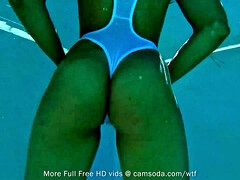 18, 茶髪の, ディルド, オナニー, アウトドア, プール, 一人, ティーン