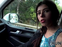 Watch as a hot latina with tattoos gets road-toted and fucked hard by her loser husband