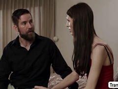 Gorgeous TS Ava Holt rimjob and barebacked by stepdaddy