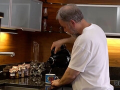 18, ブロンド, フェラチオ, 爸, ヨーロピアン, なめる, オマンコ, 妻