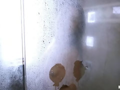 浴室, フェラチオ, 茶髪の, チン, キッチン, 小柄, ハメ撮り, シャワー