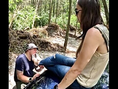 素人, ボンデージ, 服従, 足, フェムドム, 足フェチ, アウトドア, 奴隷