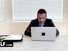 Lindsey Lakes dominates her staff with her big tits and tight pussy in POV office sex