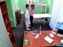 A kazakh teen sucks and rides a doctor's dick while nobody is looking