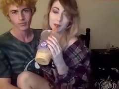 Enthousiasteling, Stel, Huisgemaakt, Klein, Tiener, Tieten likken