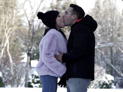 Petite brunette Lexi Layo rides her bf's thick cock