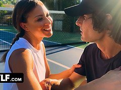 Cassie Del Isla gets a rough pussy licking from her stepson in a tennis game - GotMylf