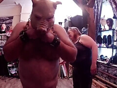 Domina Satana Punishes Piggy Slave in Dungeon - Part 1 BDSM Bondage & Spanking