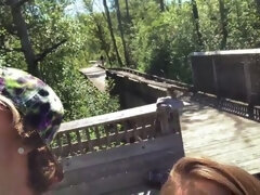 Amateur, Grosse bite, Attrapée, Femelle, De plein air, Pov, Suçant, Avaler