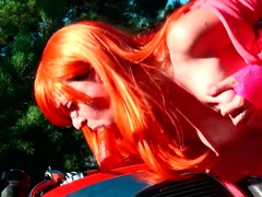 Femelle, Fétiche, Allemand, Hd, De plein air, Petite femme, Public, Solo