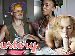 Grote kont, Grote mammen, Pijpbeurt, Hd, Interraciaal, Gezichtspunt, Kut duiken, Tatoeage