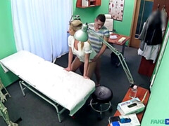 Pareja, Corrida, Médico, Estilo perrito, Pajear, Enfermera, Coño, Uniforme