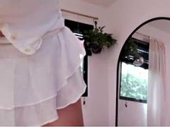 Rich busty mounting Sybian! Historical Live