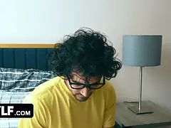 Amerikaans, Grote mammen, Blond, Pijpbeurt, Oudere vrouw, Sperma in mond, Brillen, Tieten likken