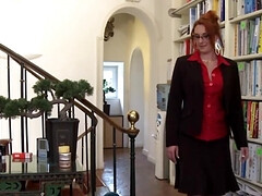 Redhead office gal sucks and fucks her boss on a printer