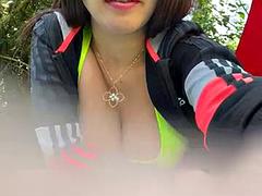 ぽっちゃり, デカパイ, 茶髪の, ラティーナ, オナニー, アウトドア, オッパイの