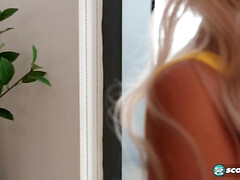 デカパイ, ブロンド, 巨乳な, オナニー, 淫乱熟女, 母, 一人, オッパイの