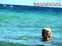 素人, ビーチ, 美人, ブロンド, 巨乳な, 巨大, 公共, ヒモパン