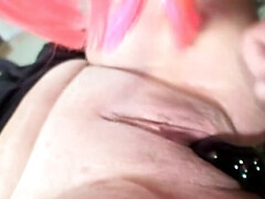 Hairy mature ladies engaging in lesbian play with toys