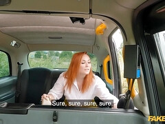 Watch Redhead with massive natural tits ride a big dick in a taxi like a pro!