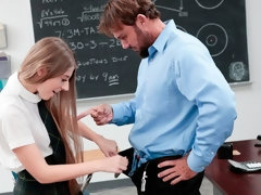 ブロンド, バック, 手コキする, 女子高生, 剃毛, スカート, ストリッピング, 教師