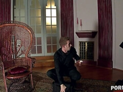 Mamada, Corridas, Corridas faciales, Abierta, Tacones, Cuero, Pelirrojo, Tatuaje